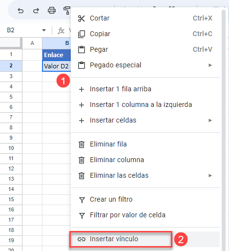 Insertar Vínculo Obtenido en Google Sheets