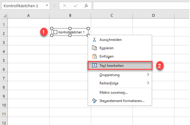 Kontrollkaestchen Text bearbeiten