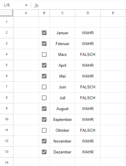 Kontrollkaestchen in Google Sheets betaetigen