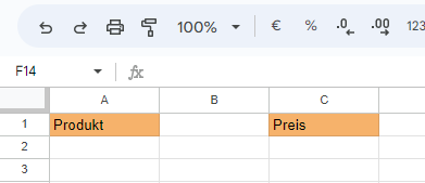 Kopierte Formate in Google Sheets eingefuegt