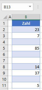 Leere Zellen durch Null ersetzen Ausgangsdaten