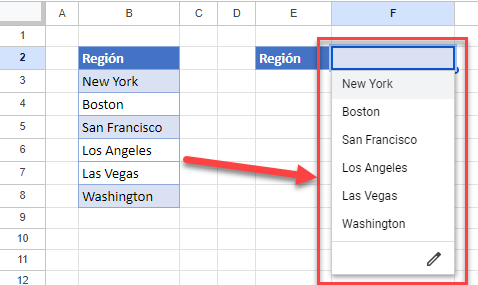 Lista Desplegable Actualizada en Google Sheets