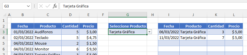 Listas Desplegables Usadas como Filtro en Excel