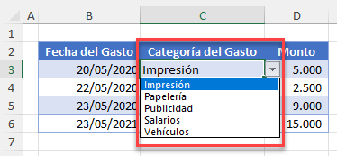 Listas Desplegables en Excel