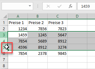 Mehrere Zeilen in Excel auswaehlen