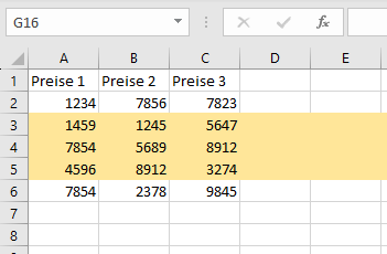 Mehrere Zeilen in Excel hervorheben