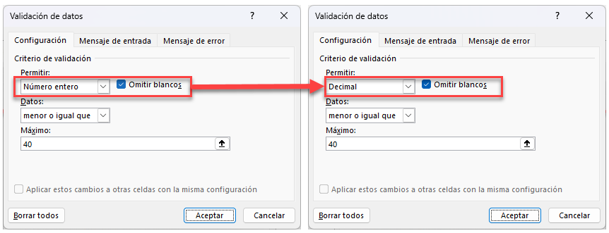 Modificar Reglas de Validación de Datos