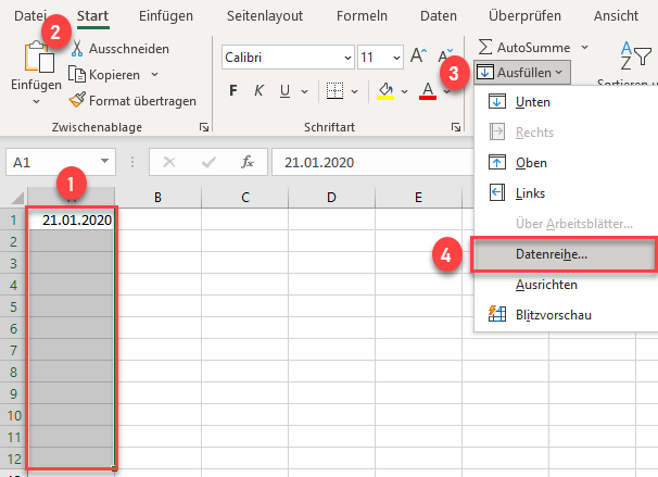 Monate mit Excel Funktion ausfuellen