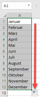 Monatsnamen in Spalte automatisch ausfuellen