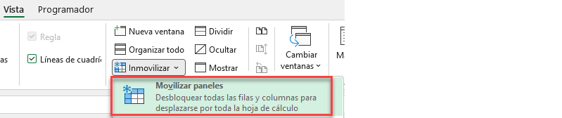 Movilizar Paneles en Excel