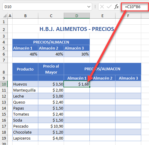 Muestra de Fórmula con Referencias Simples