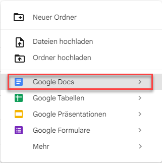 Neues Google Dokument erstellen