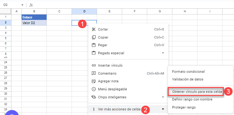 Obtener Vínculo de Otra Celda en Google Sheets