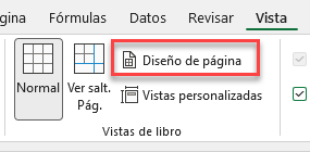 Opción Diseño de Página Menú Vista