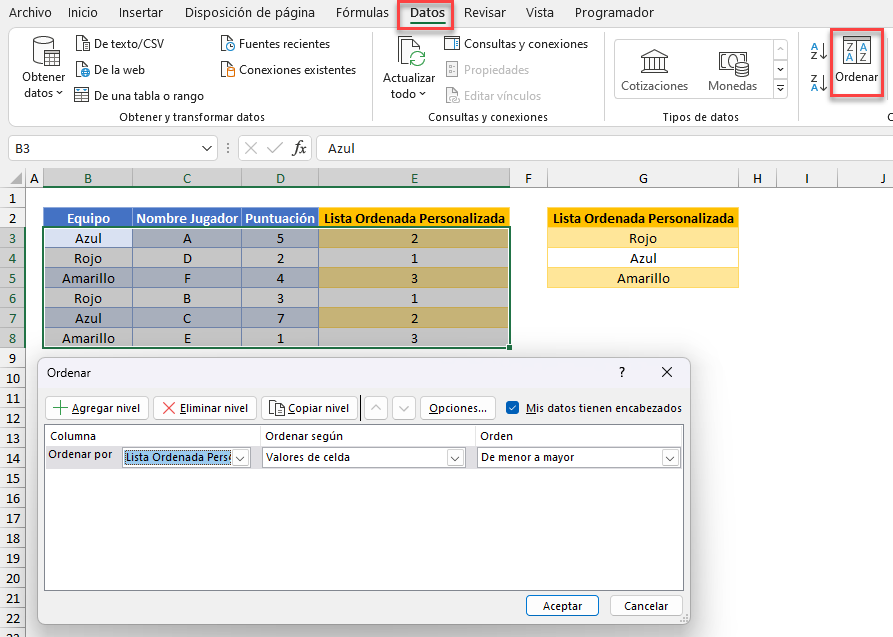 Ordenar Tabla por Columna Auxiliar