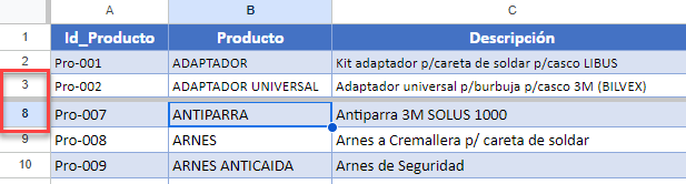 Primeras Tres Filas Inmovilizadas en Google Sheets