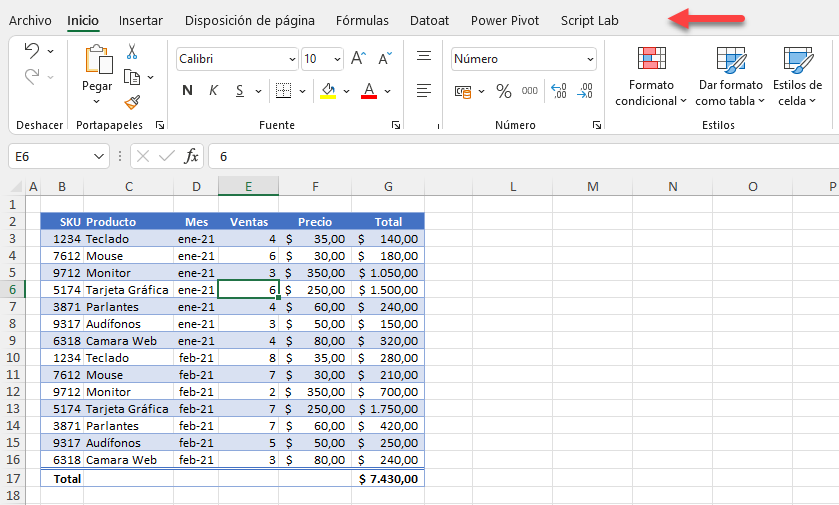 Rango de Datos Sin Opción Diseño de Tabla