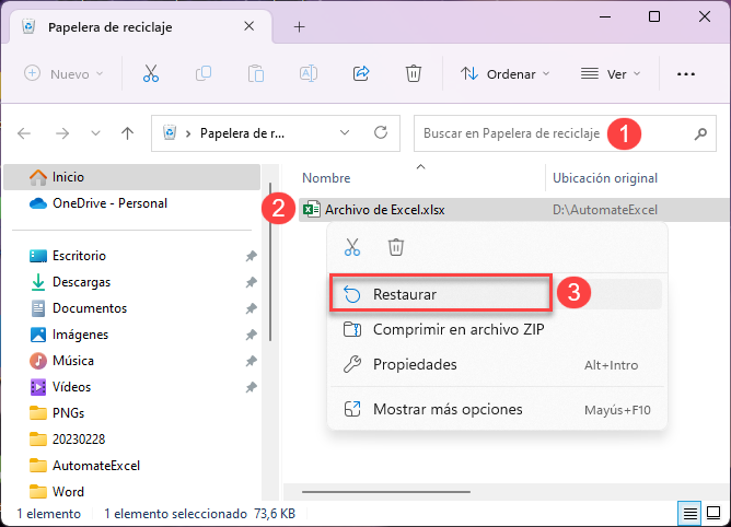 Restaurar Archivo de Excel Desde la Papelera de Reciclaje