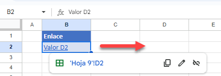 Resultado Insertar Vínculo a Otra Celda en Google Sheets