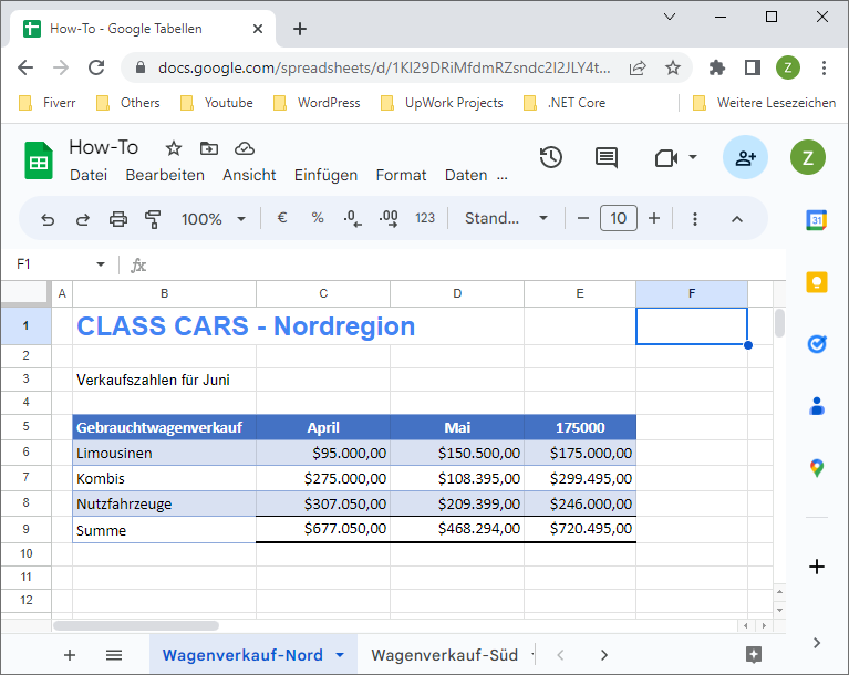 Screenshot in Google Sheets erstellen