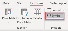 Symbol in Zelle einfuegen