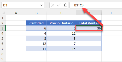 Tabla Ejemplo Multiplicación de Celdas por Referencia