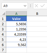 Tabla con Valores en Formato de Número General