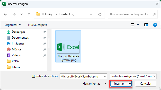 Ventana Insertar Imagen en Excel