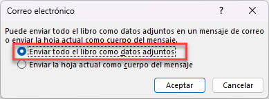 Ventana de Correo Electrónico Enviar Todo el Libro como Adjunto