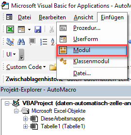 Visual Basic Modul einfuegen