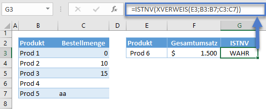 XVERWEIS WENN ISTNV Ergebnis