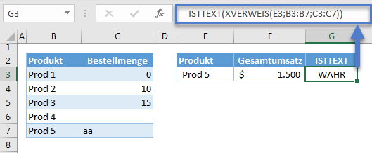 XVERWEIS WENN ISTTEXT Ergebnis
