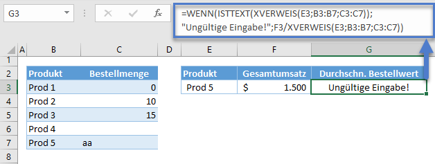 XVERWEIS WENN mit ISTTEXT Funktion