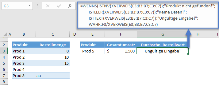 XVERWEIS mit WENNS Anweisung