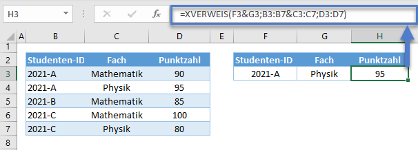 XVERWEIS mit mehreren Suchkriterien