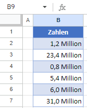 Zahlenformat Millionen mit Dezimalstelle GS