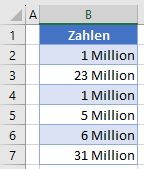 Zahlenformat Millionen ohne Dezimalstelle