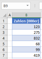 Zahlenformat Tausender 000er