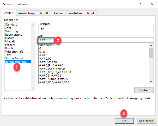 Zahlenformat Tausender Zellen formatieren