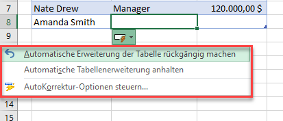 Zeilen einer Tabelle durch Eingabe hinzufuegen Optionen