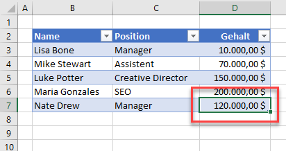 Zeilen einer Tabelle mit Tabulator hinzufuegen