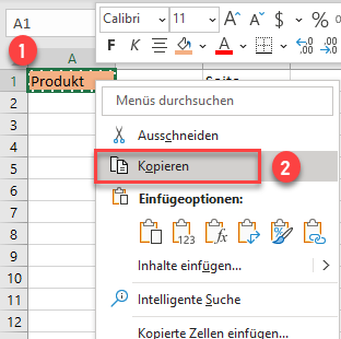 Zelle in Excel kopieren