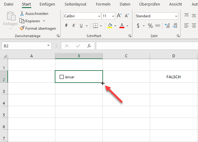 Zelle mit Kontrollkaestchen in Spalte kopieren