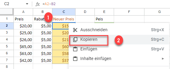 Zellenbereich in Google Sheets kopieren