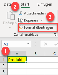 Zellenfarbe in Excel kopieren Schritte