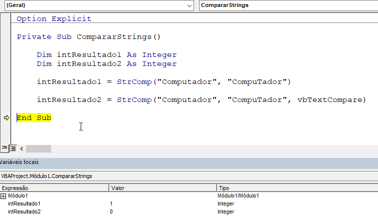 compara strings duas sequencias