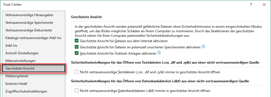 datei informationen geschuetzte ansicht einstellungen