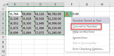error in formulas convert to number