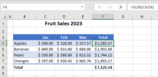 error in formulas data before