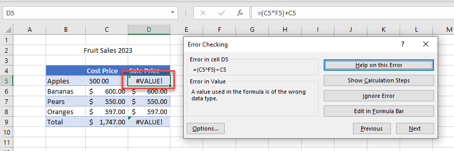 error in formulas error checking